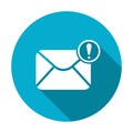 Mail icon with exclamation mark. Mail icon and alert, error, alarm, danger symbol. Vector icon