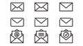 Mail icon. envelope line, flat. feedback letter sign. symbol Isolated vector illustration set email. Royalty Free Stock Photo