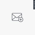 Mail icon and new, plus, linear style sign for mobile concept and web design