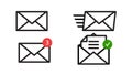 Mail icon red line flat. Isolated vector illustration set email. Royalty Free Stock Photo
