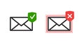 Mail icon red line flat. Isolated vector illustration set email. Royalty Free Stock Photo