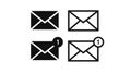 Mail Icon Set. Vector flat editable black and white Royalty Free Stock Photo