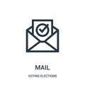 mail icon vector from voting elections collection. Thin line mail outline icon vector illustration