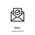 mail icon vector from voting elections collection. Thin line mail outline icon vector illustration