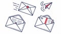 Mail icons with arrow and chain, email and link symbols, Vector Design, Generative AI