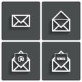 Mail icons. Mail sms symbol. At sign. Letter. Royalty Free Stock Photo