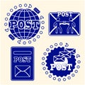 Mail icons set. The concept of delivery of letters and post attributes. Royalty Free Stock Photo