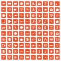 100 mail icons set grunge orange Royalty Free Stock Photo