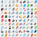 100 mail icons set, isometric 3d style Royalty Free Stock Photo