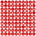 100 mail icons set red Royalty Free Stock Photo