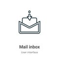 Mail inbox outline vector icon. Thin line black mail inbox icon, flat vector simple element illustration from editable user Royalty Free Stock Photo