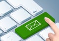 Mail keyboard key. Finger push the button Royalty Free Stock Photo