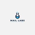 Mail labs logo design with molecule and glass modern logo