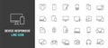 Simple set of device and responsive vector line icon.