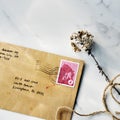 Mail Letter Correspondence Flower Communication Concept Royalty Free Stock Photo