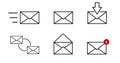 Mail line icon set. Vector envelope collection on white background Royalty Free Stock Photo