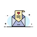 Mail, Love Letter, Proposal, Wedding Card Business Flat Line Filled Icon Vector Banner Template