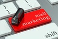 Mail marketing concept, red hot key on the keyboard Royalty Free Stock Photo