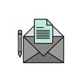 Mail, Message, Fax, Letter  Flat Color Icon. Vector icon banner Template Royalty Free Stock Photo