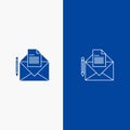 Mail, Message, Fax, Letter Line and Glyph Solid icon Blue banner Line and Glyph Solid icon Blue banner Royalty Free Stock Photo