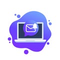 mail notification vector icon with a laptop Royalty Free Stock Photo