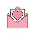 Mail paper heart envelope pink icon