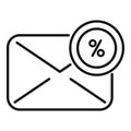 Mail percent sale icon outline vector. Price sale tag