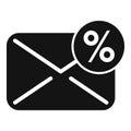 Mail percent sale icon simple vector. Price sale tag