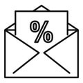 Mail percent tax icon, outline style Royalty Free Stock Photo