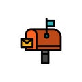 Mail, Post, Mailbox, Post office Flat Color Icon. Vector icon banner Template