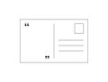 Mail postcard icon in outline design. Isolated letter sign with quoted commas. Postal message template in black color. Postage Royalty Free Stock Photo