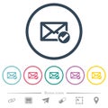 Mail read flat color icons in round outlines