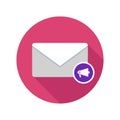 Mail reading aloud icon. Email icon with long shadow. Royalty Free Stock Photo