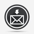 Mail receive icon. Envelope symbol. Get message. Royalty Free Stock Photo