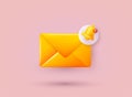 Mail with reminder bell. Notifications. Reminder design mockup. Email marketing, online advertising concept. 3D Web Vector Royalty Free Stock Photo