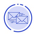 Mail, Reply, Forward, Business, Correspondence, Letter Blue Dotted Line Line Icon