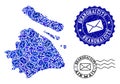 Mail Routes Composition of Mosaic Map of Shanghai Municipality and Distress Stamps