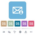 Mail sender flat icons on color rounded square backgrounds