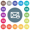 Mail sender flat white icons on round color backgrounds