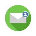 Mail sender icon. Email icon with long shadow. Royalty Free Stock Photo