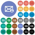 Mail sender round flat multi colored icons