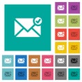 Mail sent square flat multi colored icons