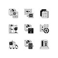 Mail services black linear icons set Royalty Free Stock Photo