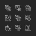 Mail services chalk white icons set on black background Royalty Free Stock Photo