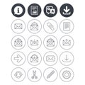 Mail services icons. Mail, clip and download.