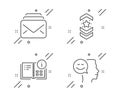 Mail, Shoulder strap and Instruction info icons set. Good mood sign. New messages, Star rank, Project. Vector