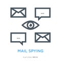 Mail spying line flat icon Royalty Free Stock Photo