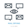 Mail spying line flat icon