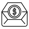 Mail support money icon outline vector. Dark social economy