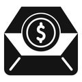 Mail support money icon simple vector. Dark social economy